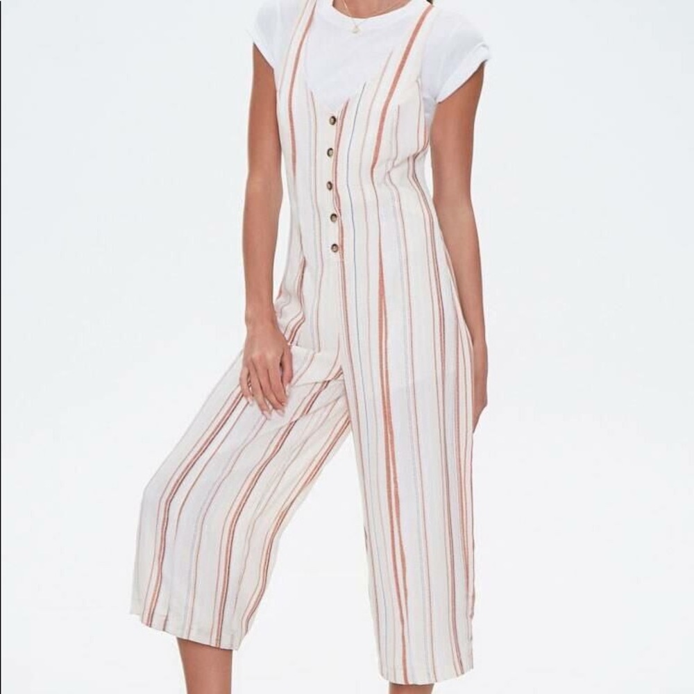 Beige/rust crossback jumpsuit